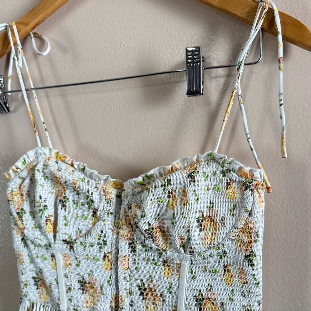 V. Chapman Floral Mini Dress in Cream and Yellow - Picture 5 of 12
